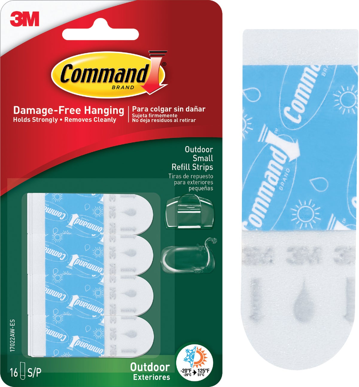 Command Outdoor Light Clips Small Foam Strips Refill Clear