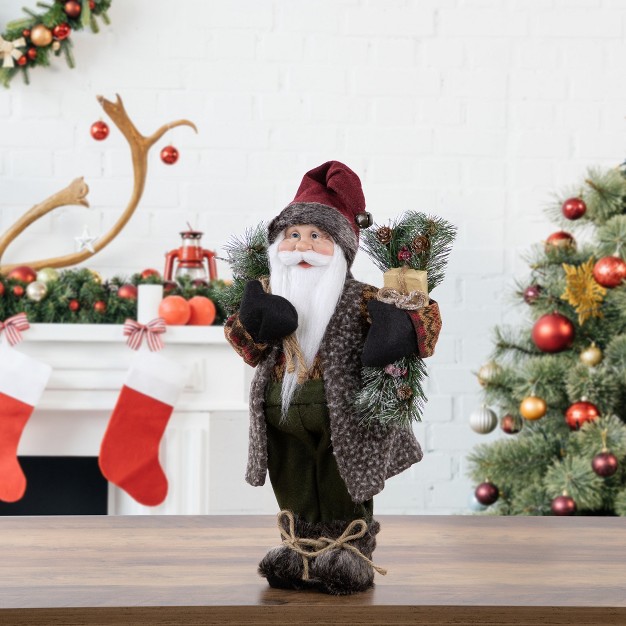 Country Rustic Santa Claus With Present Christmas Figure