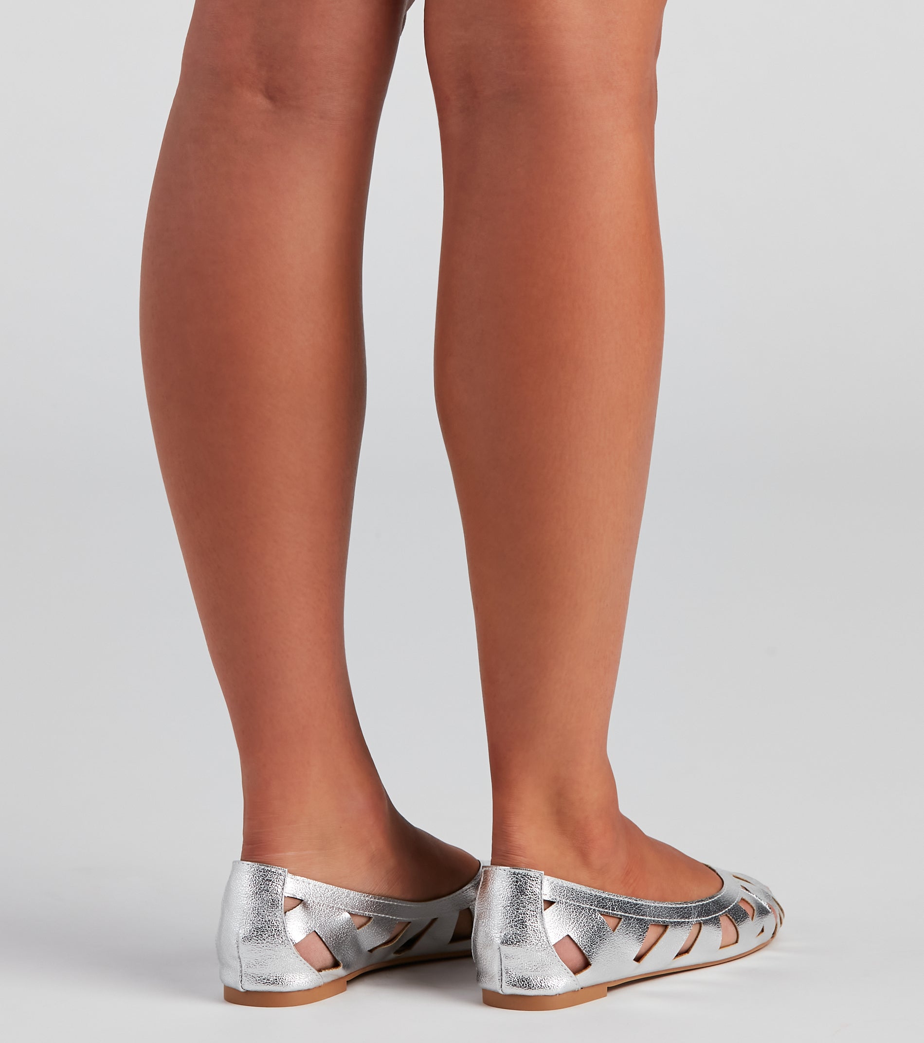 Glitzy Metallic Cutout Flats