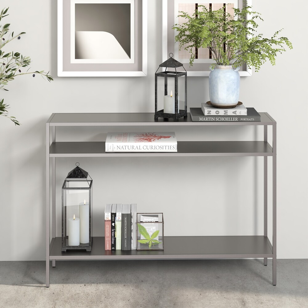 Ricardo Rectangular Console Table with Metal Shelves