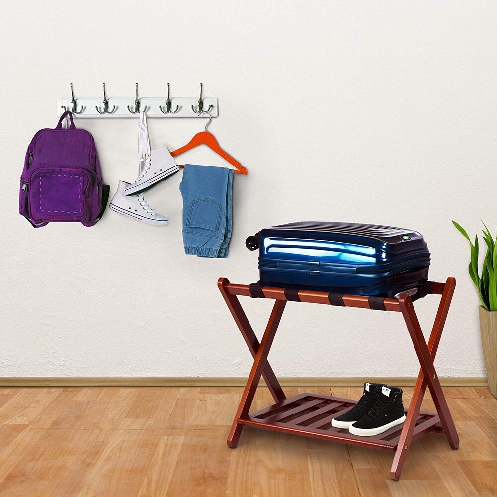 Stony Edge Luggage Rack Suitcase Stand for Guest Room with Shelf