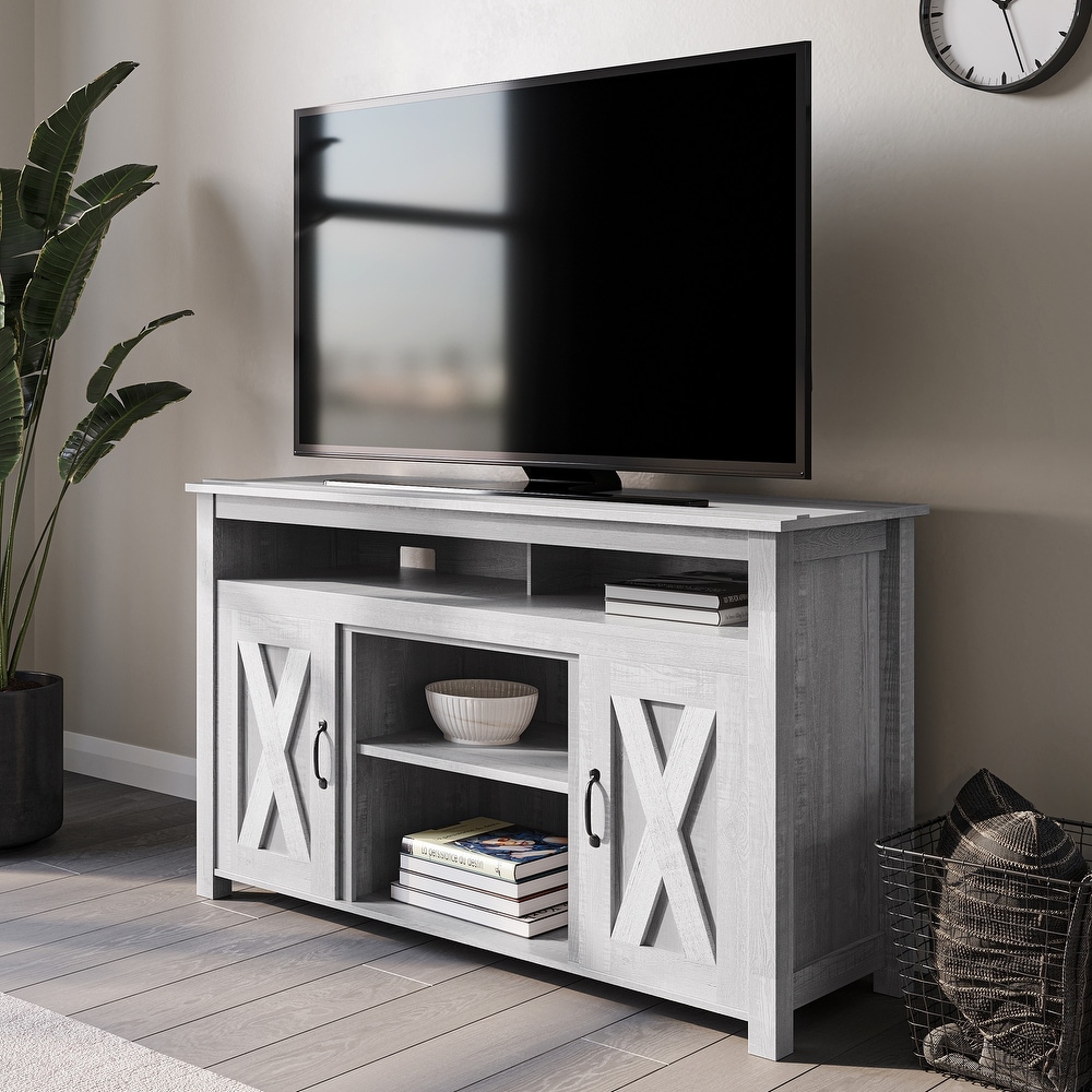 BELLEZE Corin Barn Door Wood TV Stand for TVs up to 55\