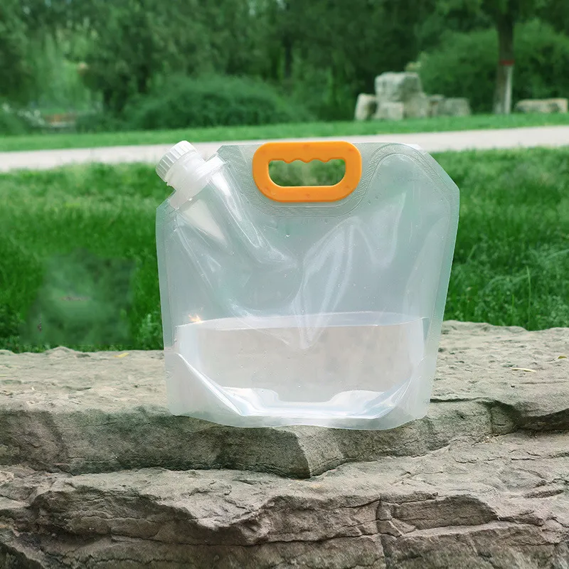 Thickened large capacity hiking water storage bag foldable portable plastic drinking water bag with straw