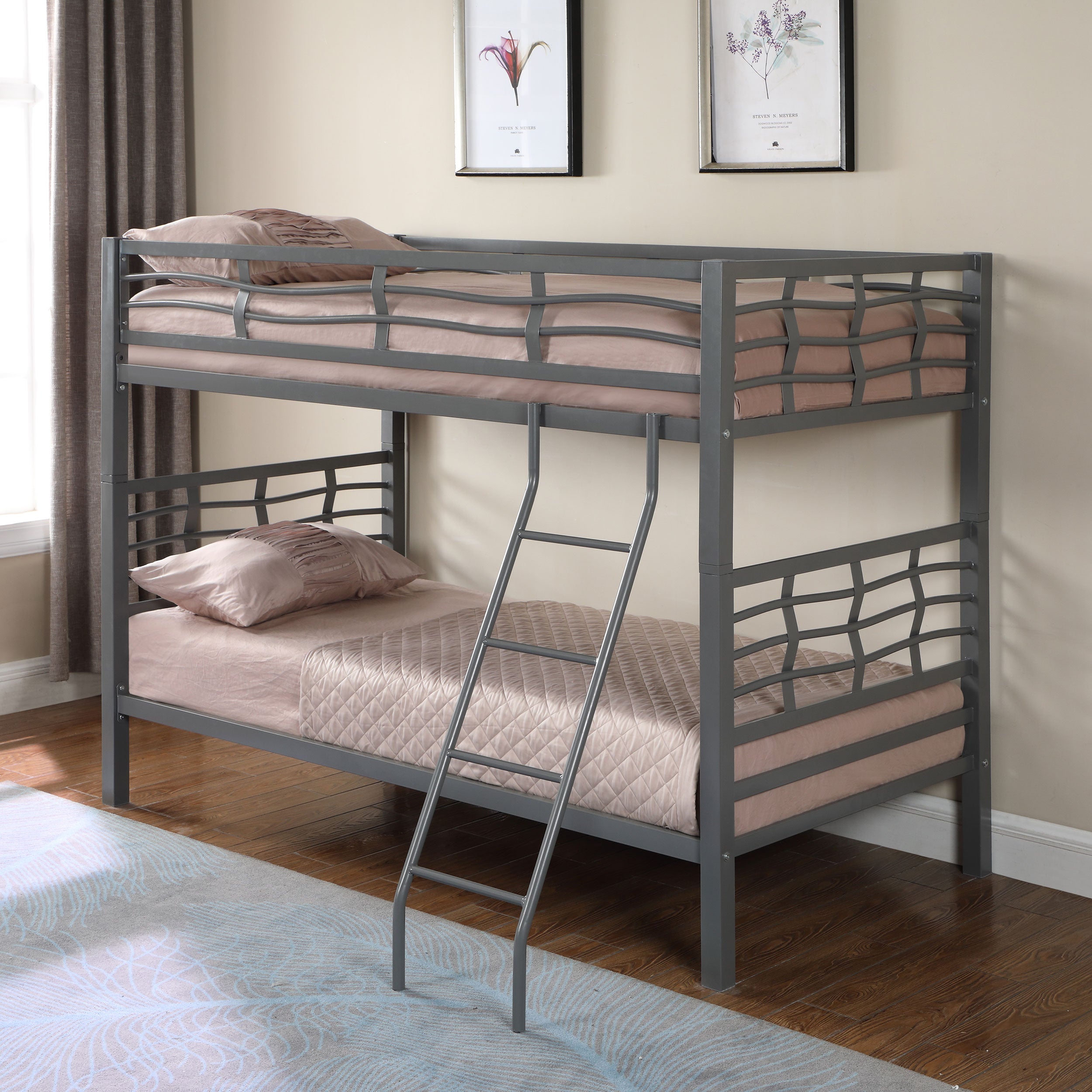 Fairfax Metal Twin Over Twin Bunk Bed Light Gunmetal-7395