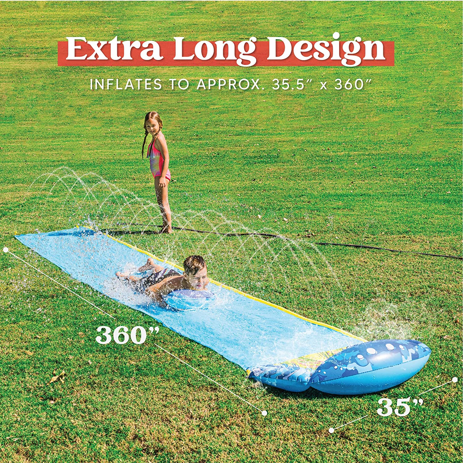 Lavinya 19.2ft x 35.5in Water Slide with 1 Bodyboard, Summer Toy with Build in Sprinkler for Outdoor Water Toys Play