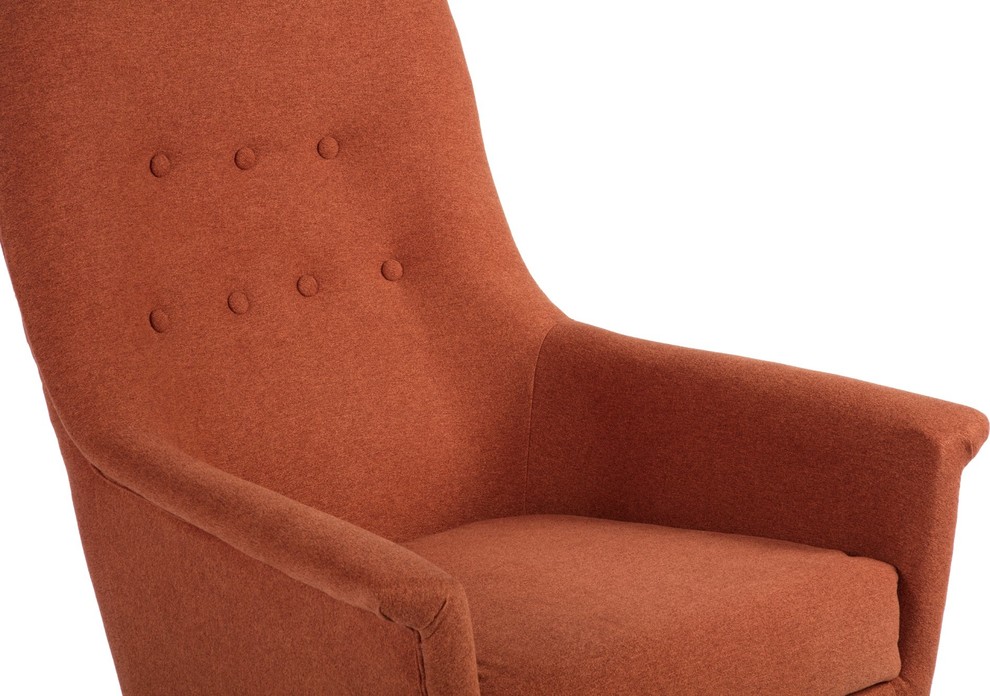 Gaston Chair  Orange and Wood   Transitional   Armchairs And Accent Chairs   by Galla Home  Houzz