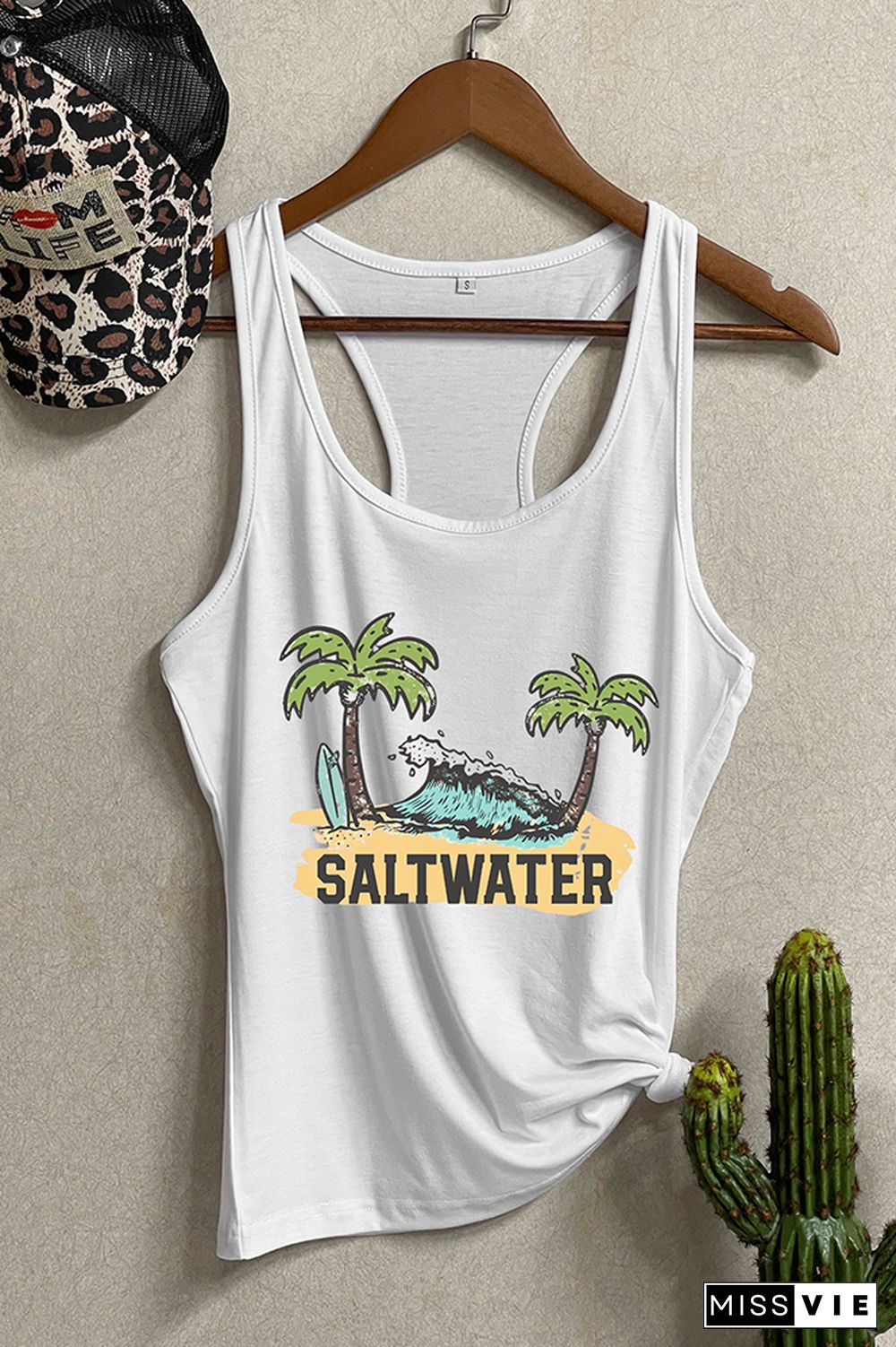 Salt Water Heals Everything Print Sleeveless Tank Top Wholesale