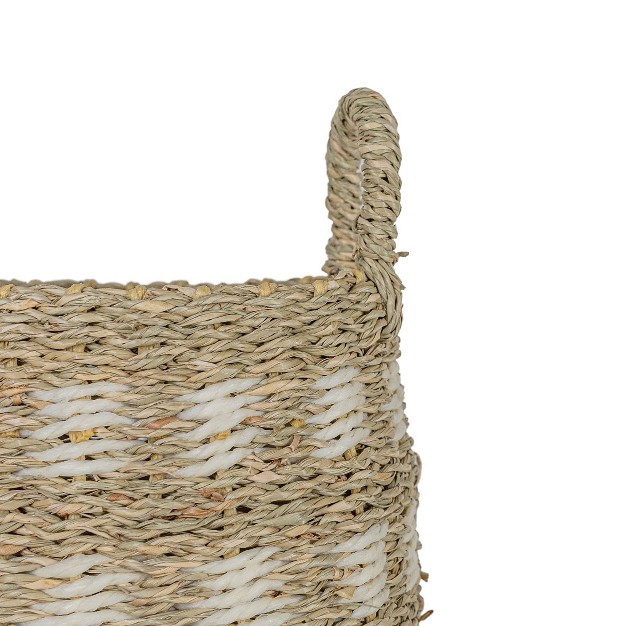 6 75 Inch Basket White Seagrass amp Rope By Foreside Home amp Garden