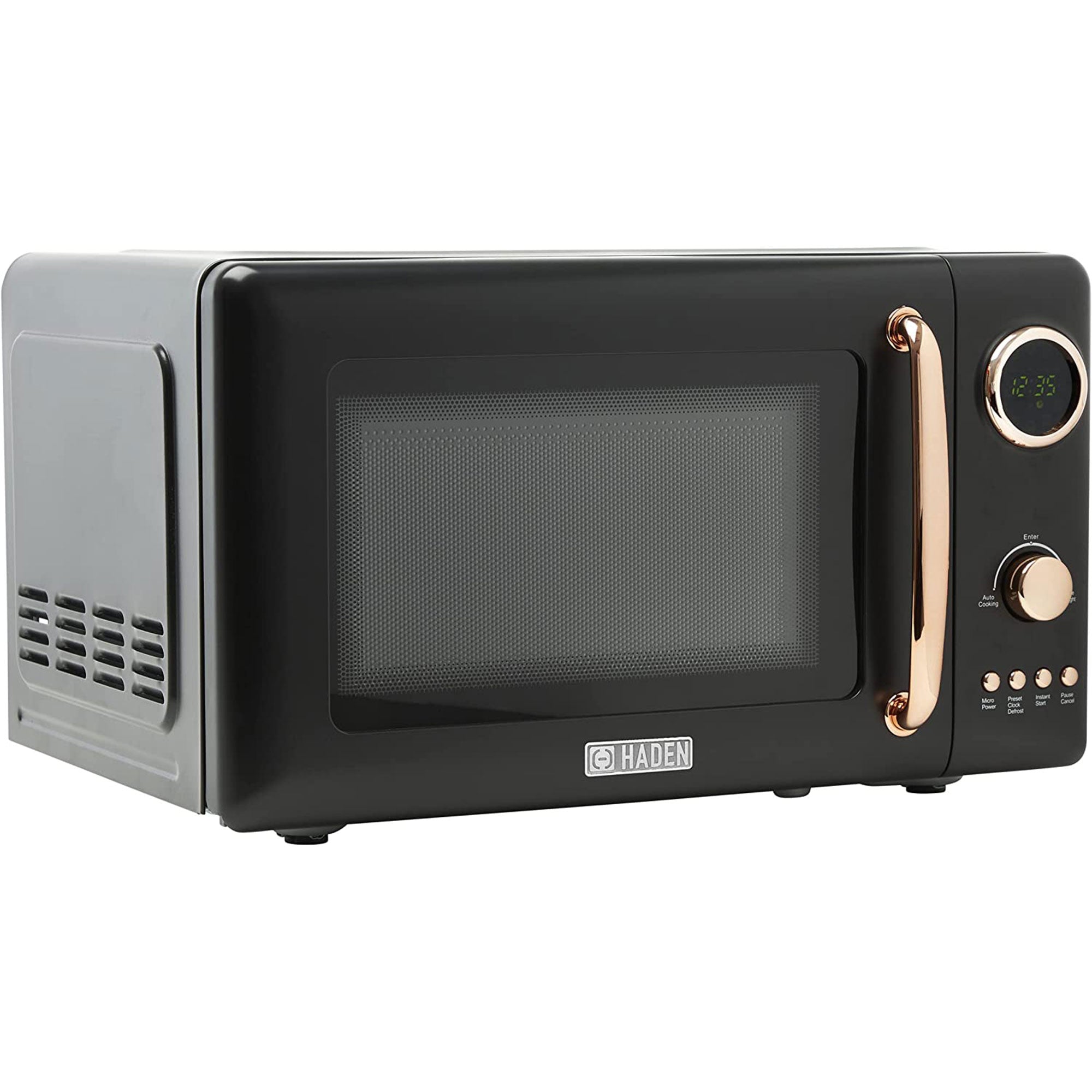 Haden Heritage Vintage 700W Countertop Home Kitchen Microwave Oven, Black/Copper