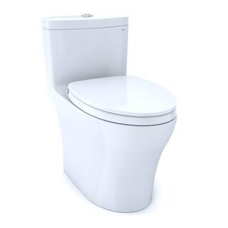 TOTO Aquia IV 1-Piece 0.81.28 GPF Dual Flush Elongated ADA Comfort Height Toilet in Cotton White SoftClose Seat Included MS646124CEMFGN#01