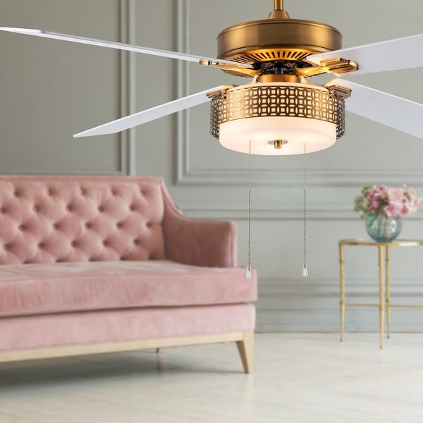 Dinah River of Goods Brass and Glass 52-Inch Ceiling Fan with Light - 52