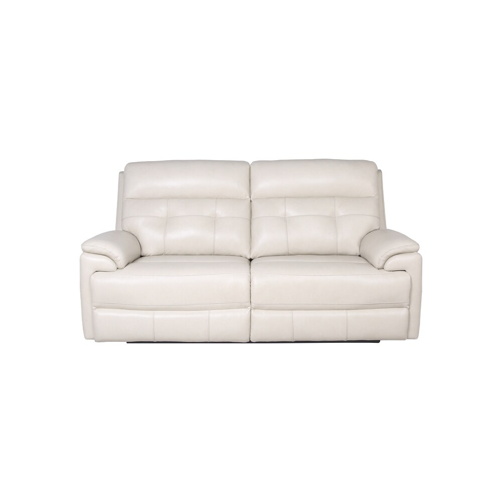 Jenson Leather Motion Cream Sofa with Power Head Rest   41'' H x 78'' W x 40'' D