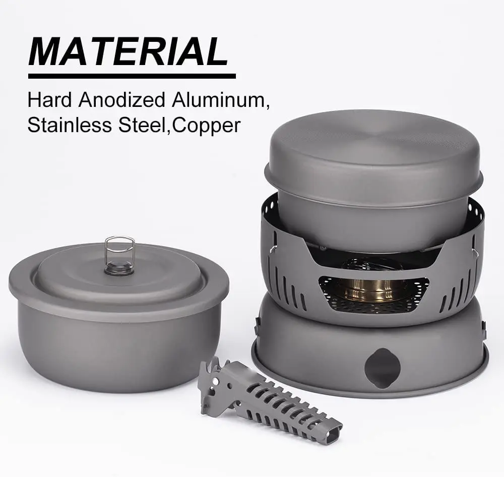 NPOT Camping Cookware  Portable Camping Stove with 2L Pot and Windshield Outdoor Cooking Set for Backpacking Hiking Picnic BBQ