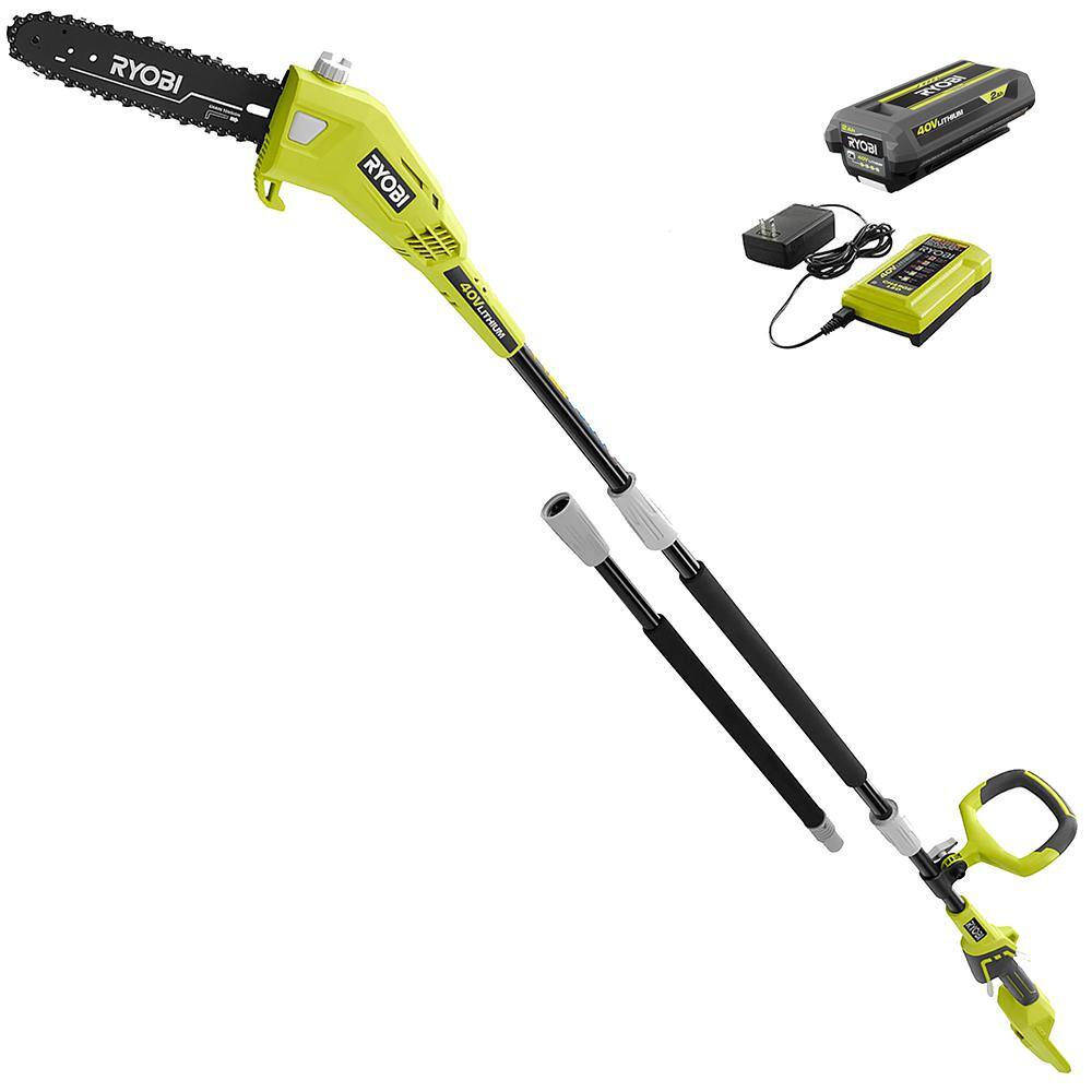 RYOBI 40V 10 in. Cordless Battery Pole Saw with 2.0 Ah Battery and Charger RY40560