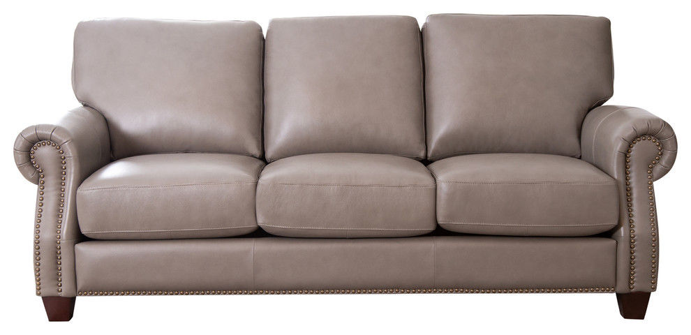 Landon Gray Leather Sofa  Gray   Transitional   Sofas   by Abbyson Living  Houzz