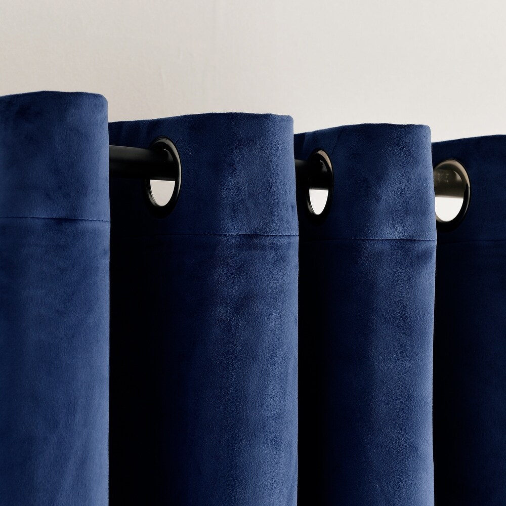 Lush Decor Prima Velvet Solid 100 Percent Lined Blackout Grommet Window Curtain Panel Single