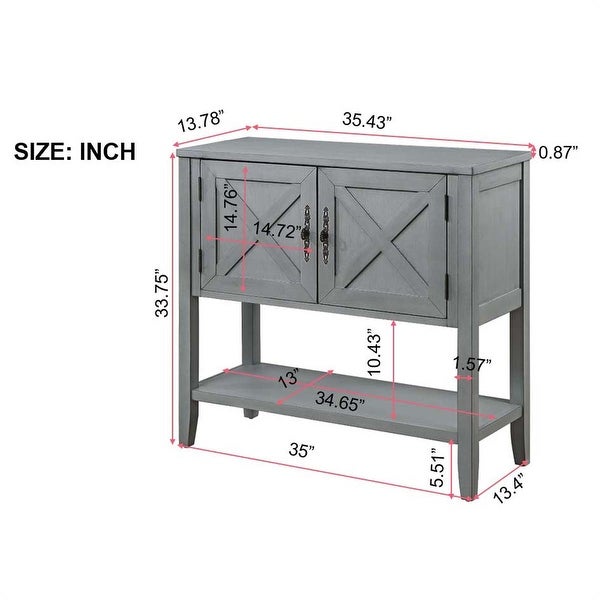 35'' Farmhouse Wood Buffet Sideboard Console Table with Bottom Shelf