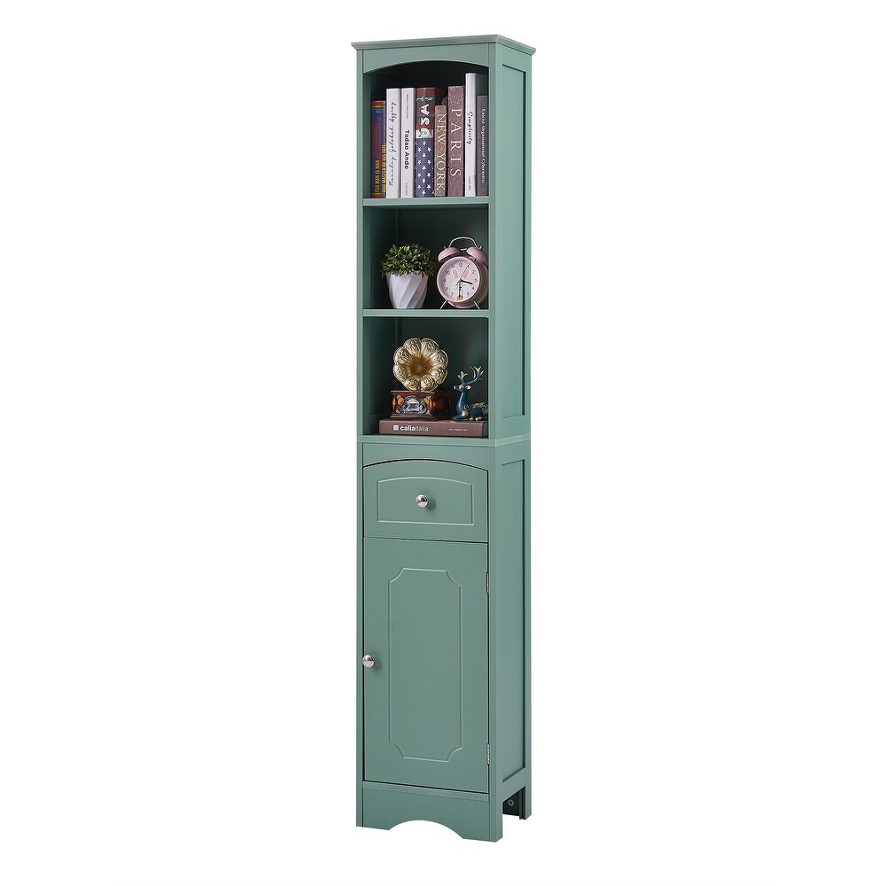 Tall Bathroom Cabinet  Freestanding Storage Cabinet with Drawer  MDF Board  Adjustable Shelf