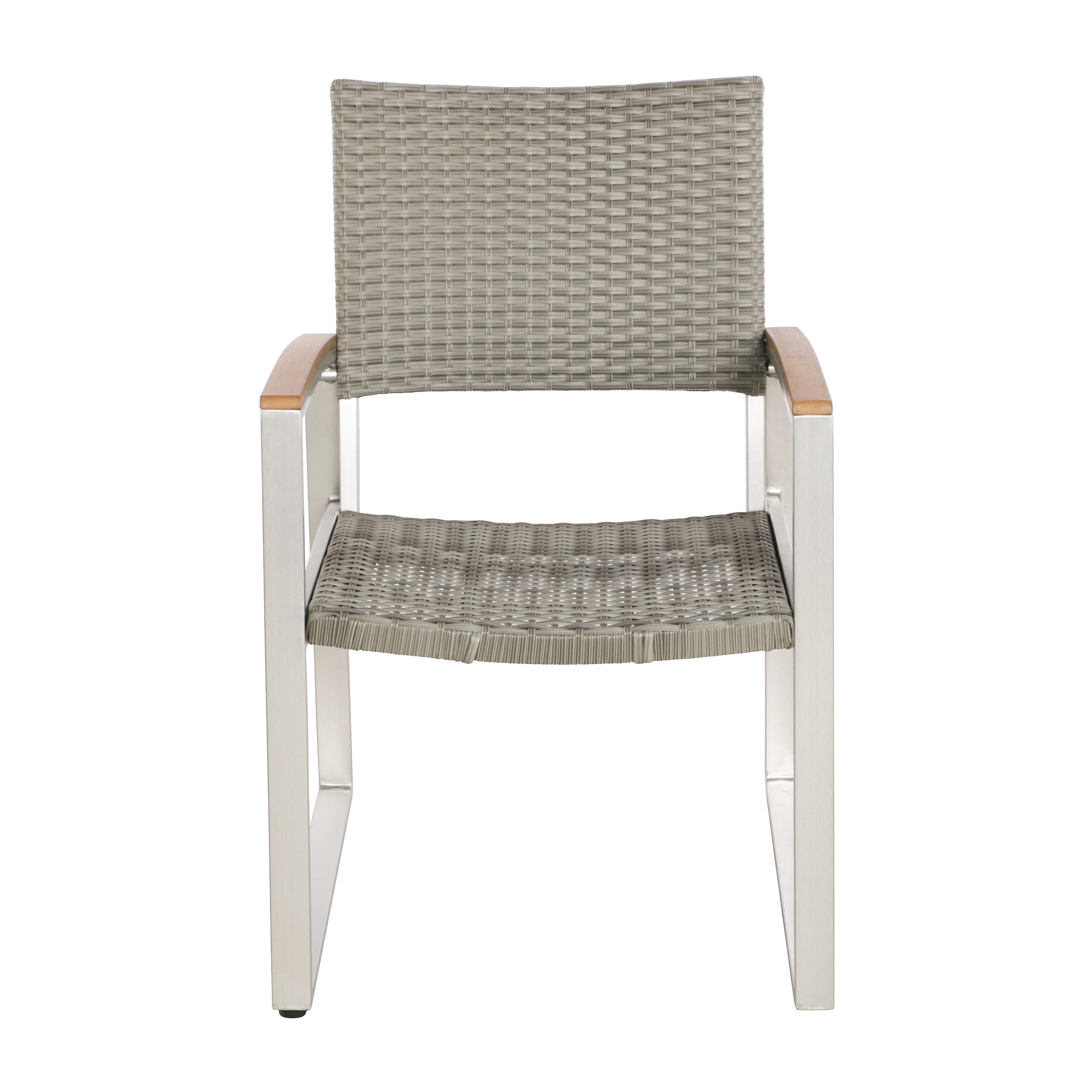 Eunice Outdoor 2 Seater Aluminum and Wicker Chat Set