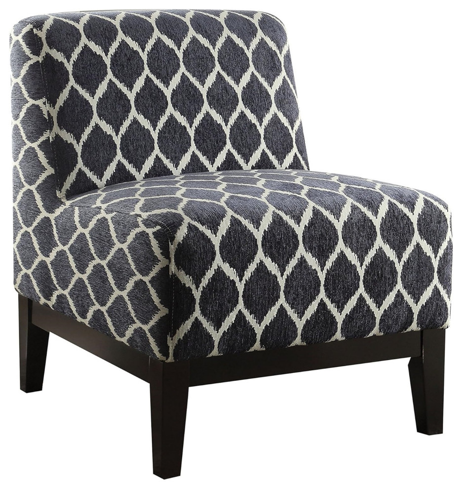 Contemporary Accent Chair  Tapered Legs With Oversized Padded Seat  Dark Blue   Contemporary   Armchairs And Accent Chairs   by Declusia  Houzz