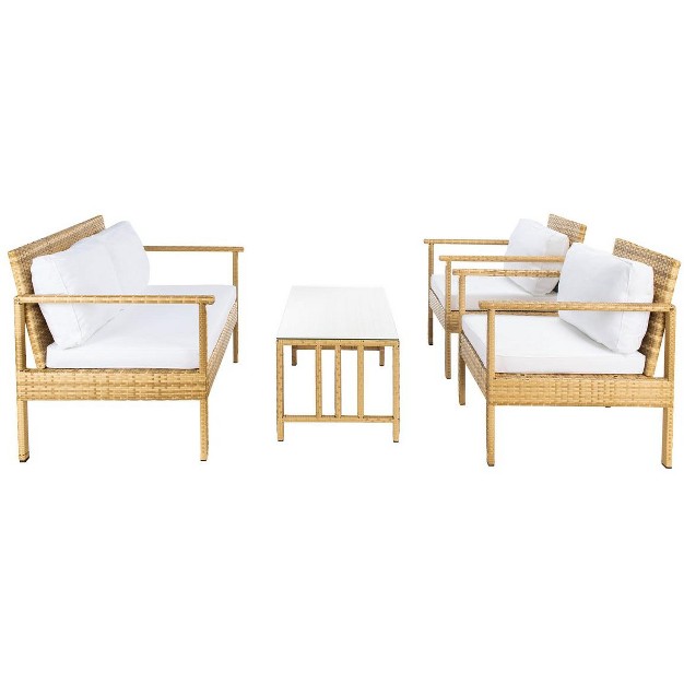 Garnen 4 Piece Patio Outdoor Living Set Safavieh