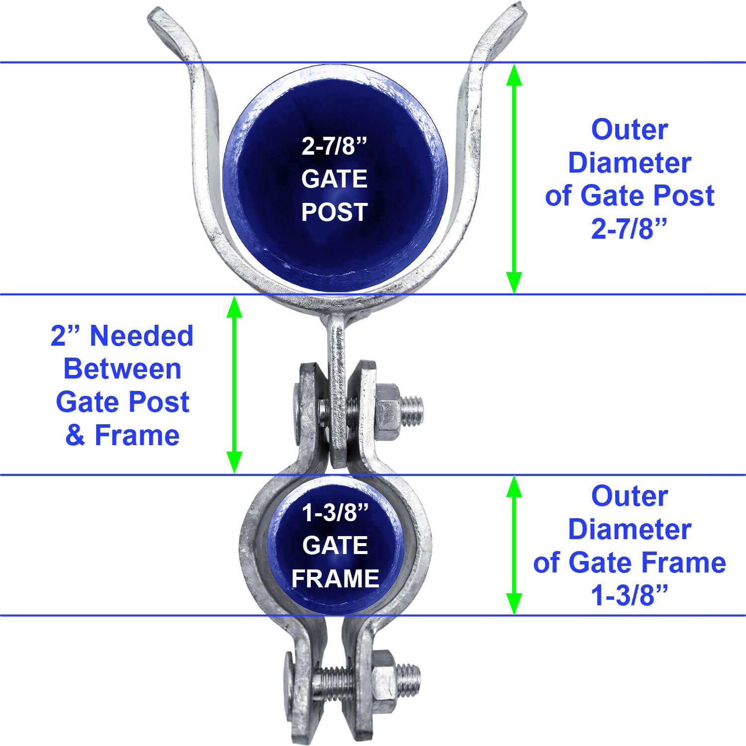 Jake Sales Brand - 1-3/8” x 2-7/8” - Chain Link Fork Latch - Galvanized - Each