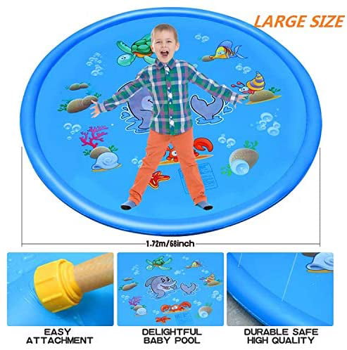 Sprinkle & Splash Play Mat 68" Sprinkler for Kids Outdoor Water Toys Fun for Toddlers Boys Girls Children Outdoor Party Sprinkler Toy Splash Pad