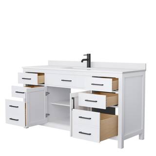 Wyndham Collection Beckett 66 in. W x 22 in. D x 35 in. H Single Sink Bath Vanity in White with White Cultured Marble Top WCG242466SWBWCUNSMXX