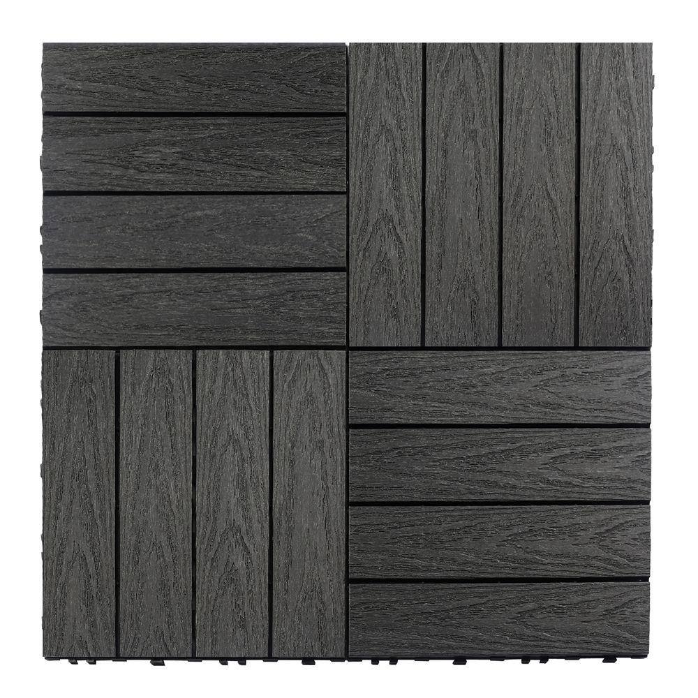 NewTechWood UltraShield Naturale 1 ft. x 1 ft. Quick Deck Outdoor Composite Deck Tile Sample in Hawaiian Charcoal US-QD-ZX-CH-S