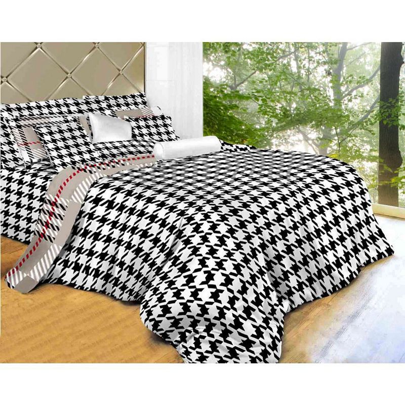 Dolce Mela Duvet Cover Sheets Set， Houndstooth Check