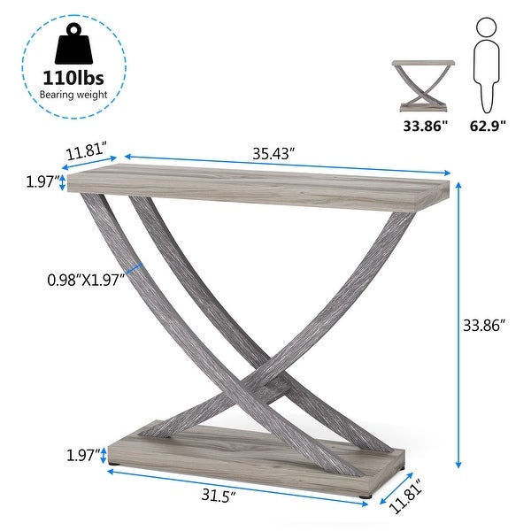 Farmhouse Gray Console Table for Entryway 35inch Wood Sofa Table for Living Room