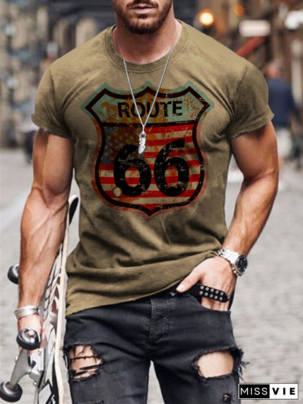 Summer Round Neck Casual Wear Men's Tops Short-sleeved Sports T-shirt 3D Digital Printing