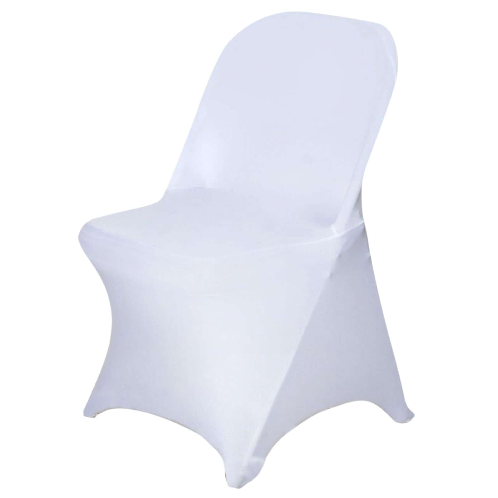 White Spandex Stretch Fitted Folding Slip On Chair Cover 160 GSM