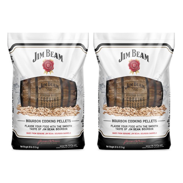 Ol x27 Hick Cooking Pellets 20 Pounds Barbecue Genuine Jim Beam Bourbon Barrel Grilling Smoker Cooking Pellets Bag For Grilling And Smoking 2 Pack