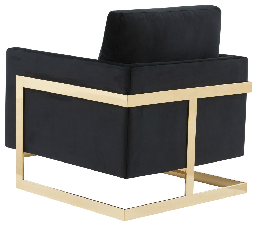 LeisureMod Lincoln Velvet Accent Arm Chair With Gold Frame   Contemporary   Armchairs And Accent Chairs   by LeisureMod  Houzz