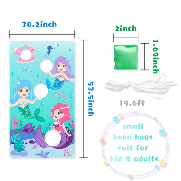 WATINC Mermaid Toss Games with 3 Bean Bags All Ages Activity