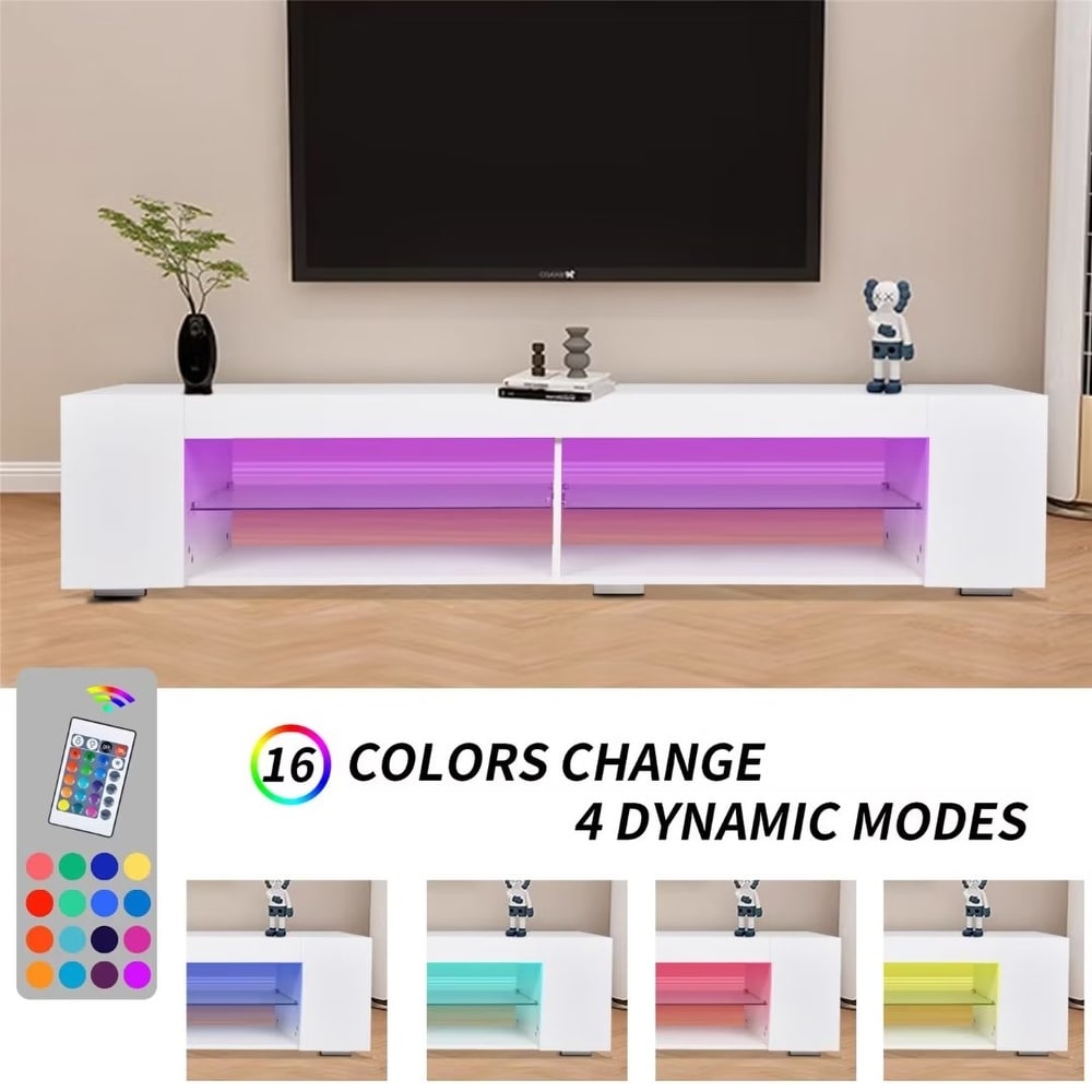 LED TV Stand Entertainment Center with Storage   83 inches in width