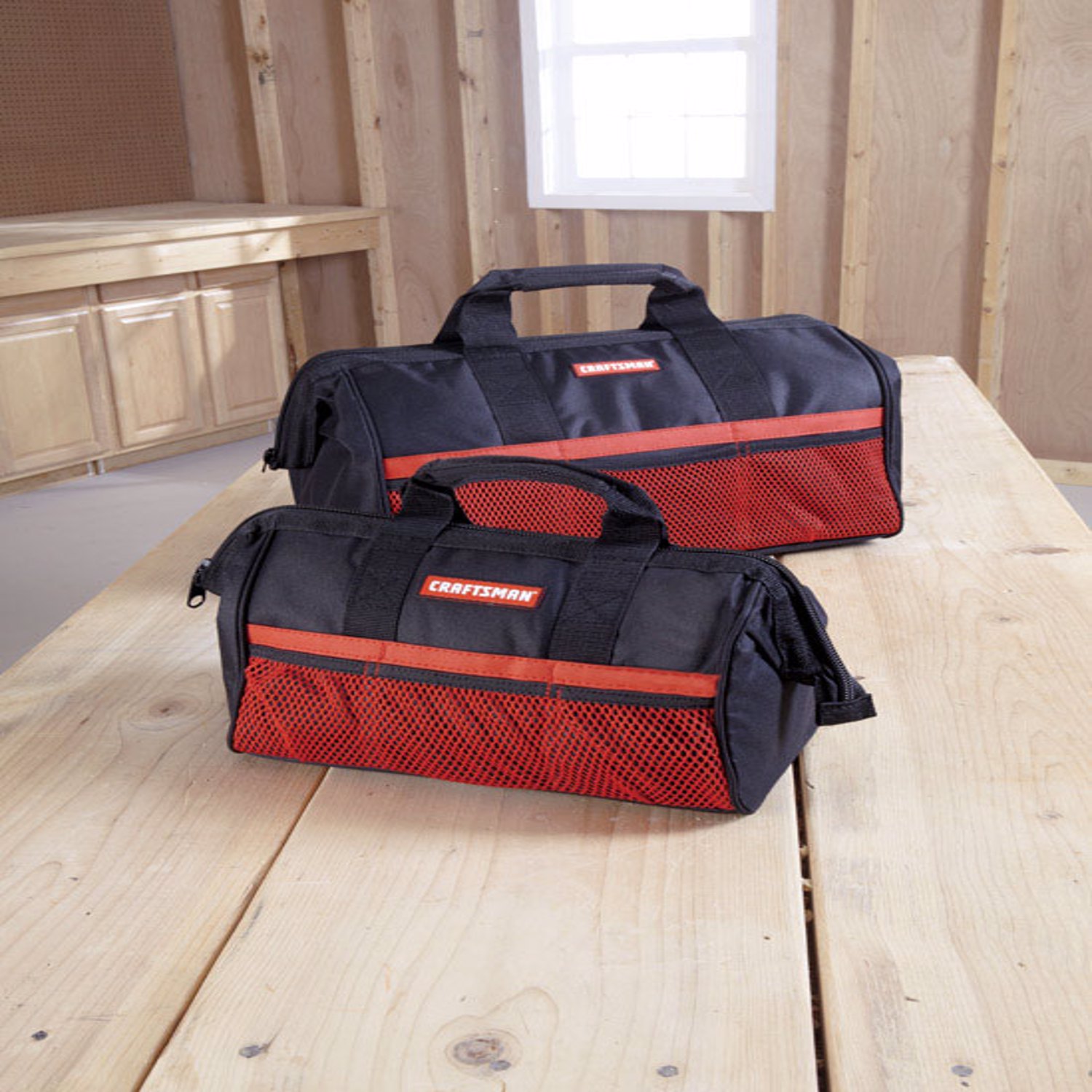 Craftsman 12.25 in. W X 17.5 in. H Ballistic Nylon Tool Bag Set Black/Red 2 pc