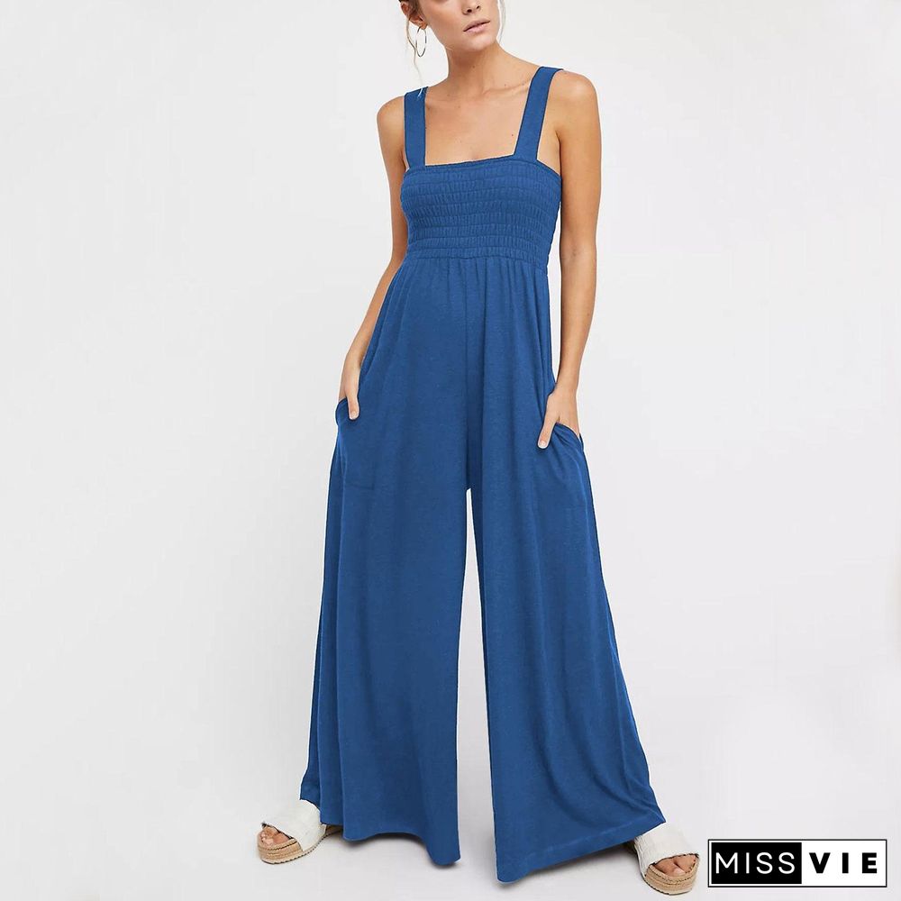 Sleeveless Bustier Tank Top Loose Wide Leg Jumpsuit