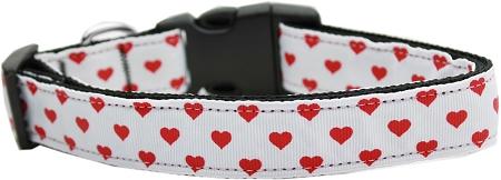 White and Red Dotty Hearts Nylon Dog Collars