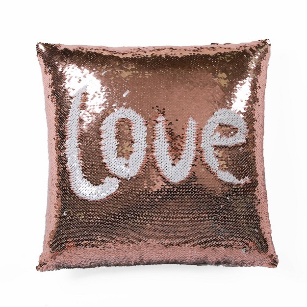 Mermaid Sequins Throw Pillow Pink white Lush D cor