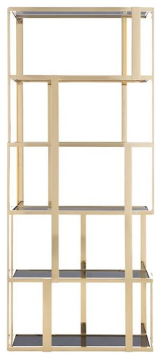 Modrest Tipton Modern Stainless Steel  ampGlass Bookshelf in Gold/Gray   Contemporary   Bookcases   by Homesquare  Houzz