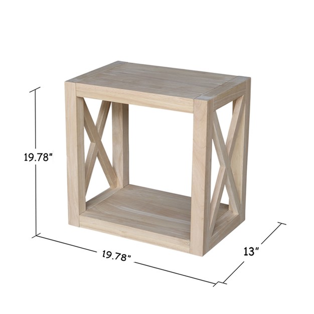 Hampton Solid Wood Narrow End Table Unfinished International Concepts