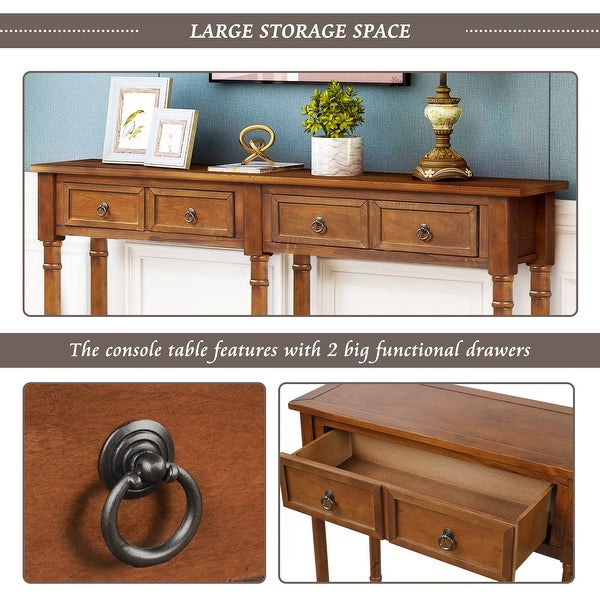 Console Table with Drawers and Long Shelf Rectangular