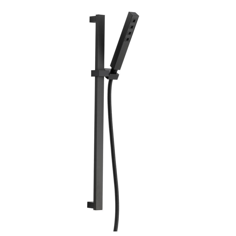 Delta 1-Spray Patterns 1.75 GPM 1.38 in. Wall Mount Handheld Shower Head with H2Okinetic in Matte Black 51567-BL