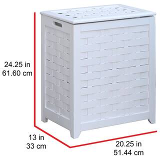 Oceanstar White Rectangular Veneer Wood Laundry Hamper with Interior Bag RHV0103W