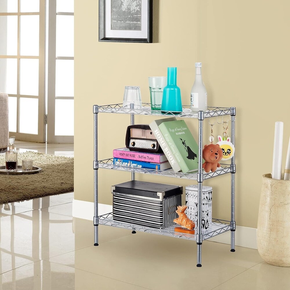 3 Shelf Wire Shelving Unit Adjustable Storage Shelving Shelves   21.26W x 11.41D x 22.83H