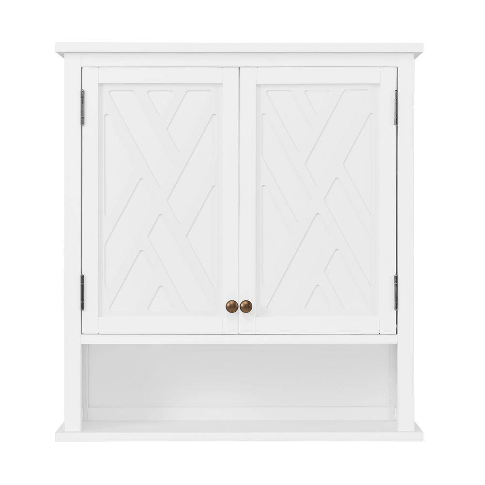 Alaterre Furniture Coventry 27 in. W Wall Cabinet with Two Doors and Open Shelf in White ANCT75WH