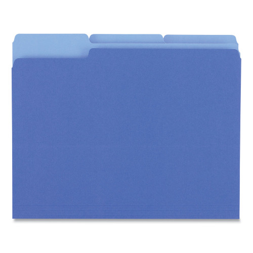 Universal Deluxe Colored Top Tab File Folders， 1/3-Cut Tabs， Letter Size， Blue/Light Blue， 100/Box (10501)