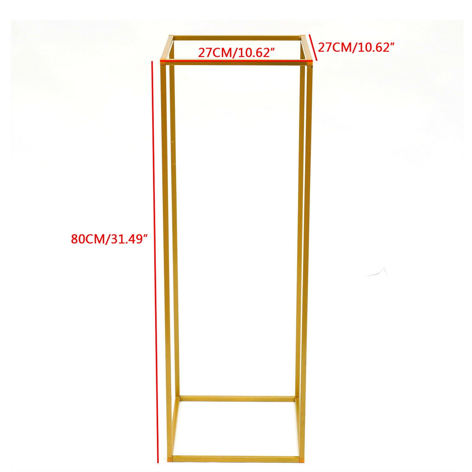 Anqidi Wedding Flower Stand Set, 10Pcs Rectangle Gold Metal Column Rack Wedding Prop Decor Balloon Display Holder (80cm)